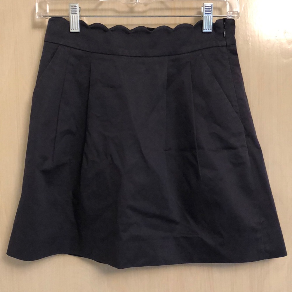 Black A-Line J.Crew Skirt with Scalloped Edge